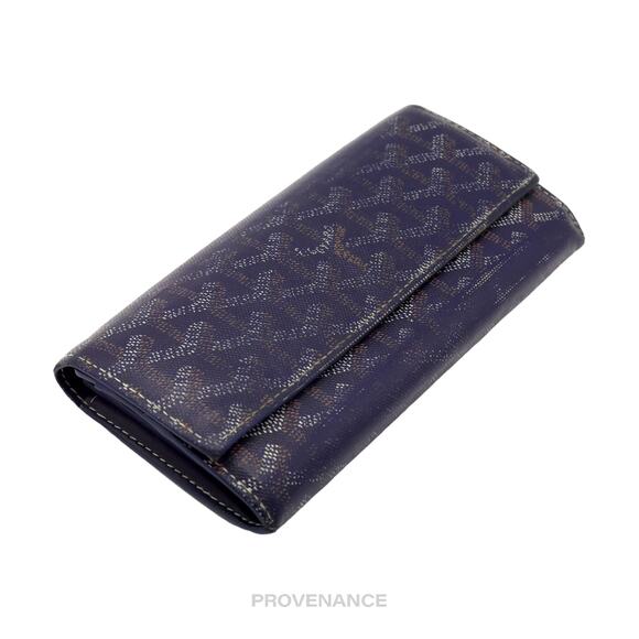 🔴 Goyard Varenne Long Wallet - Navy Blue Goyardine - Picture 7 of 10